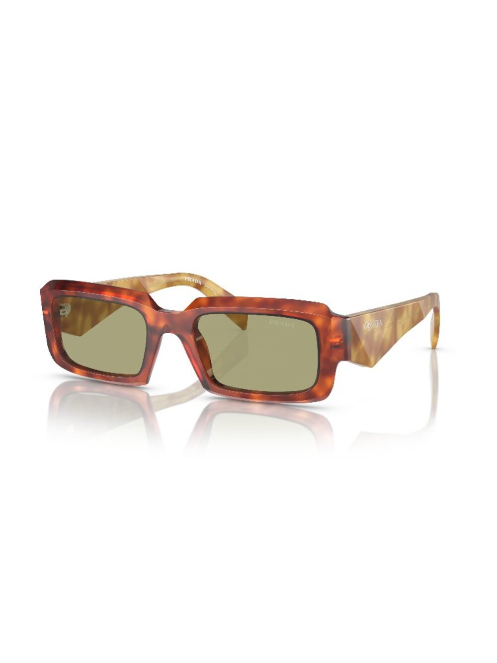 New Prada Men's Sunglasses Brown Aviator Green Lens Acetate Frame PR 27ZS 11P60C
